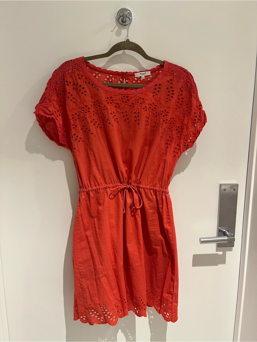 Madewell Orange Embroidered Eyelet Cotton Sundress